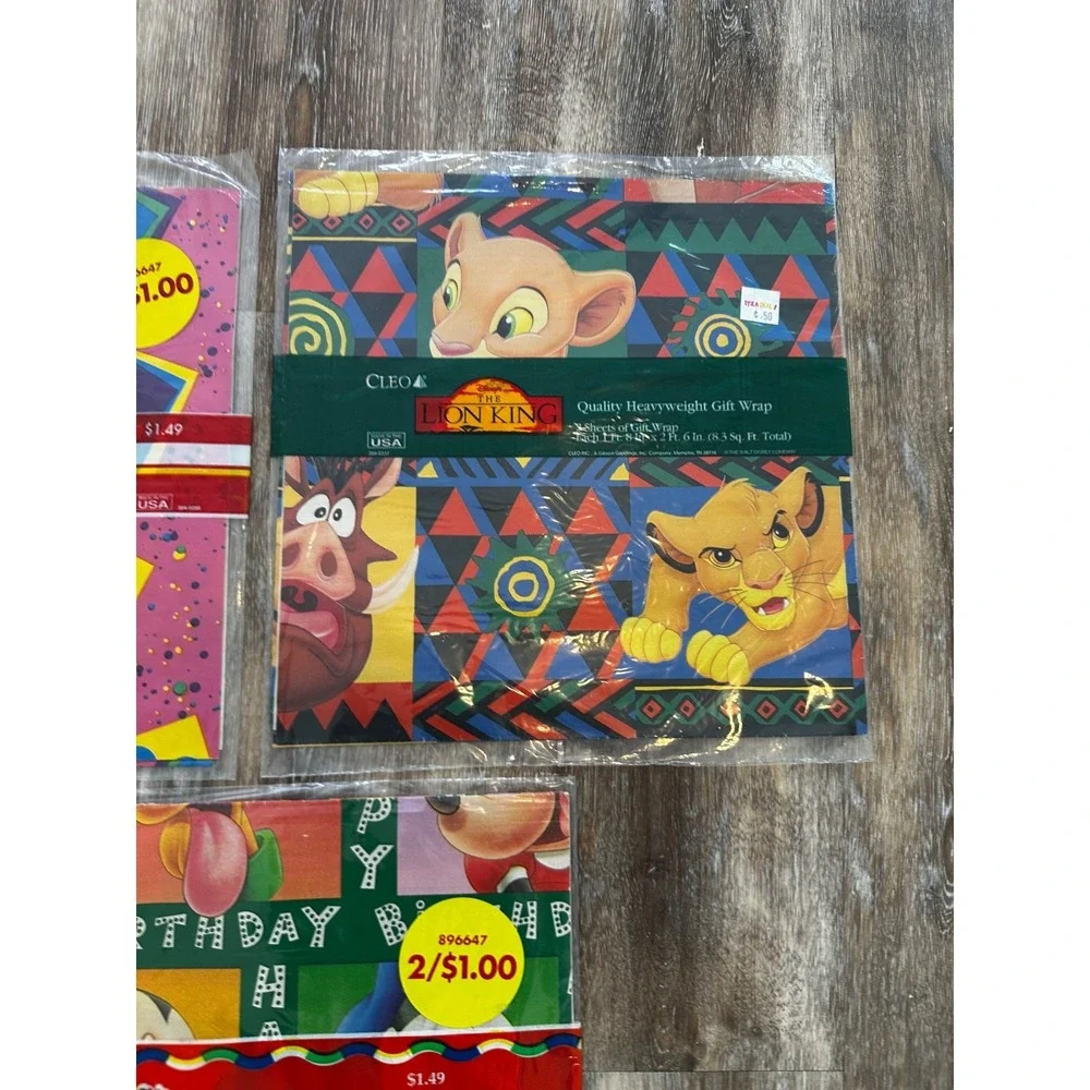 Vintage Lion King Gift Birthday Wrap Disney USA 30 X 20 Mickey Mouse New
